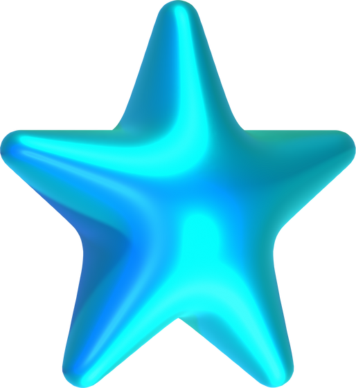 Metallic Blue 3D Y2K Element Star